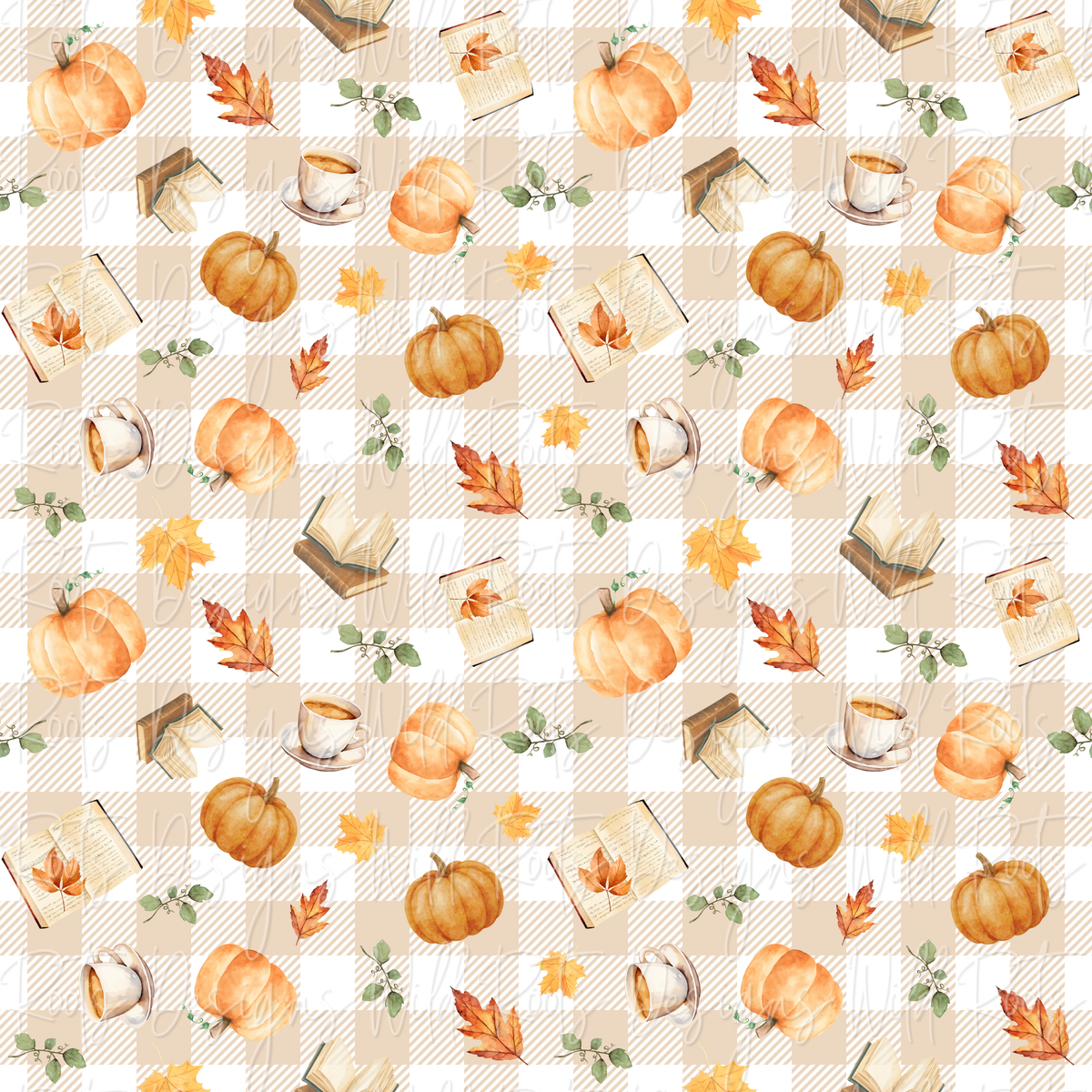 Fall bookish plaid seamless file