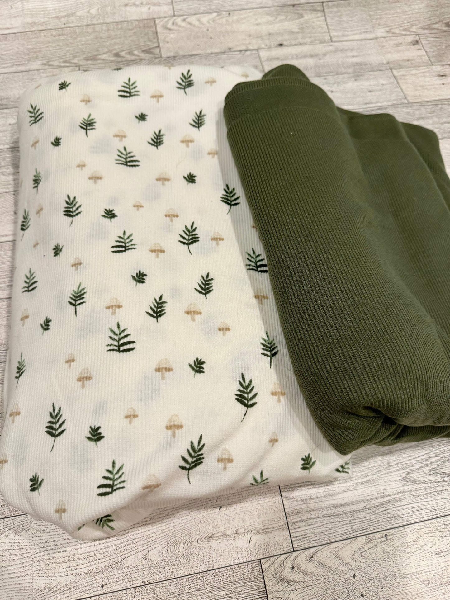 Fabric - Green Mushroom Rib Knit