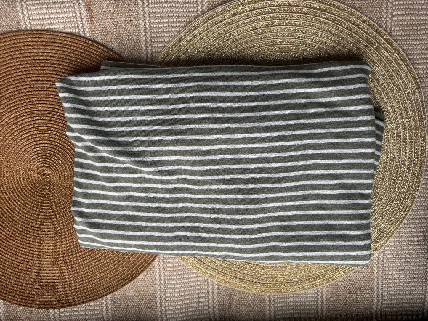 Fabric- Olive striped French terry