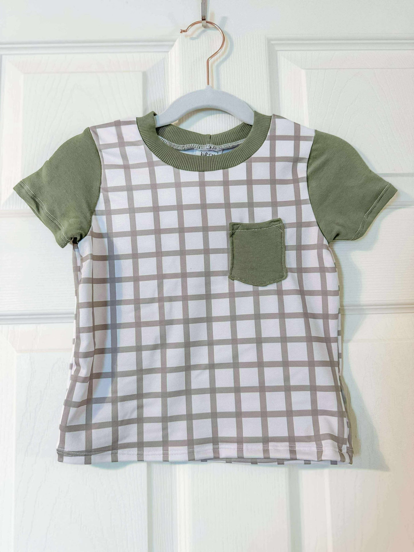RTS Olive Green Plaid Pocket Tee
