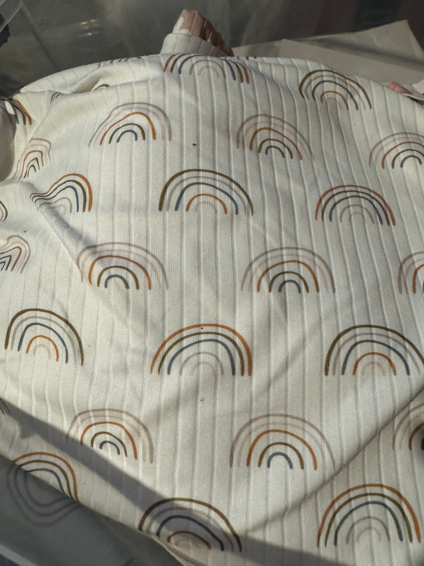 Fabric - neutral rainbow rib knit