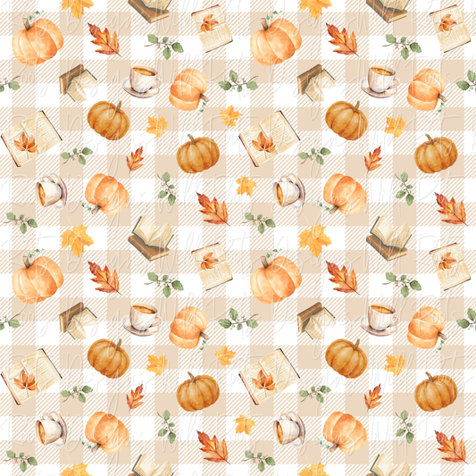 Fall bookish plaid seamless file