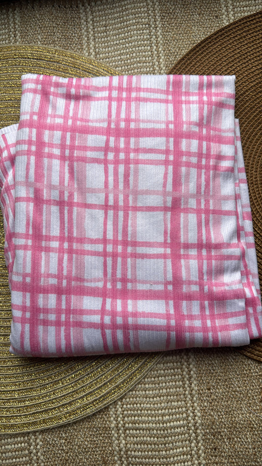 Fabric - pink plaid rib