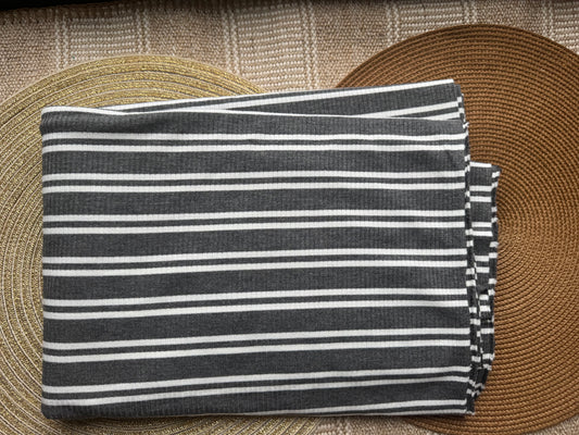 Fabric - grey & white rib