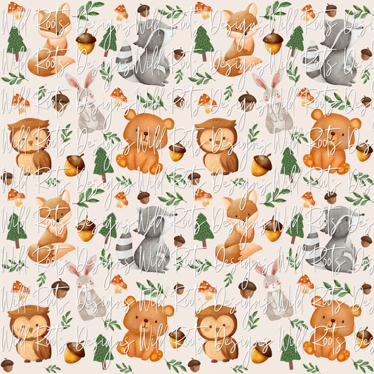 Woodland Creatures Seamless File Brown Colorway