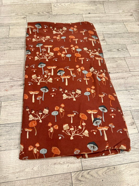 Fabric - Rust Red Mushrooms