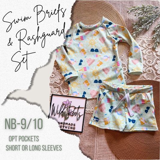 Swim Briefs + Rashguard Set