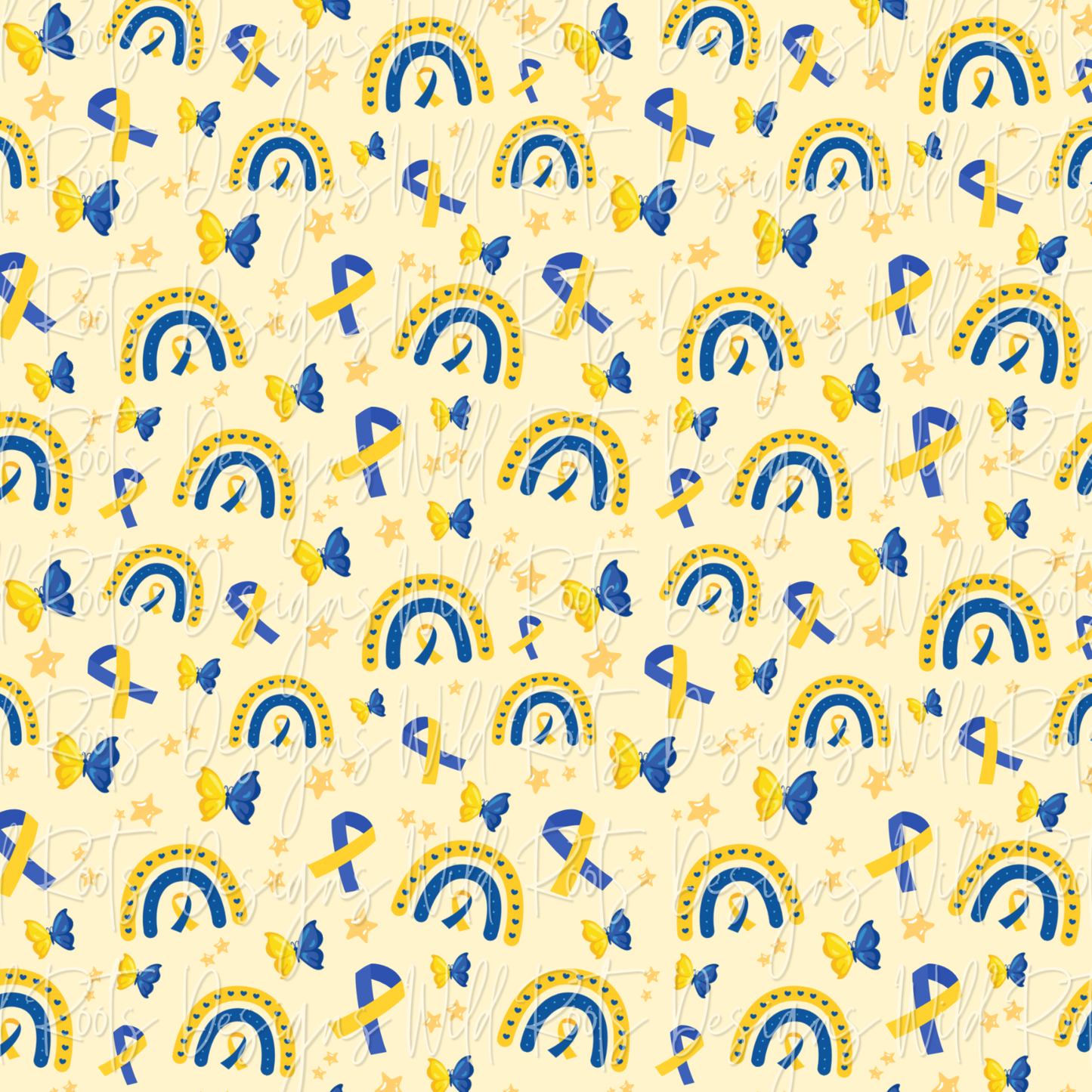 Down Syndrome Awareness Butterflies Seamless File