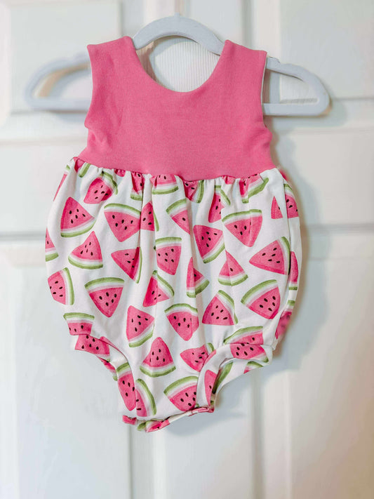 RTS Pink Watermelon Magnolia Bubble Romper