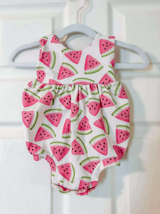 RTS Watermelon Magnolia Bubble Romper