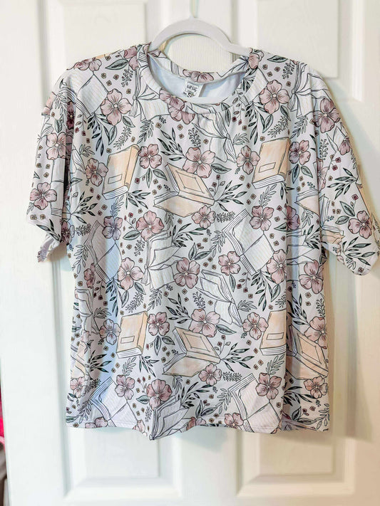 RTS Floral Books Adult Boxy Tee