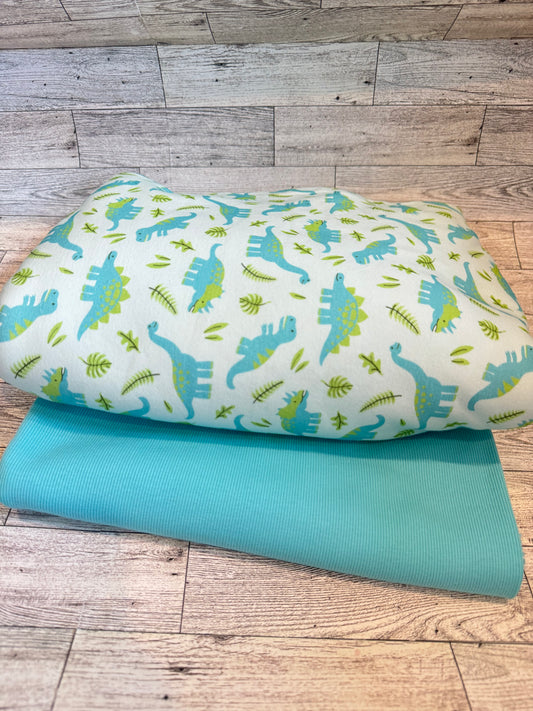 Fabric - Teal and Lime Dino’s